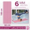 JELS jógamatrac 182x66 cm, csúszásmentes, igazító vonalrendszerrel, 6 mm, TPE, rózsaszín-kék – jóga, pilates, fitnesz